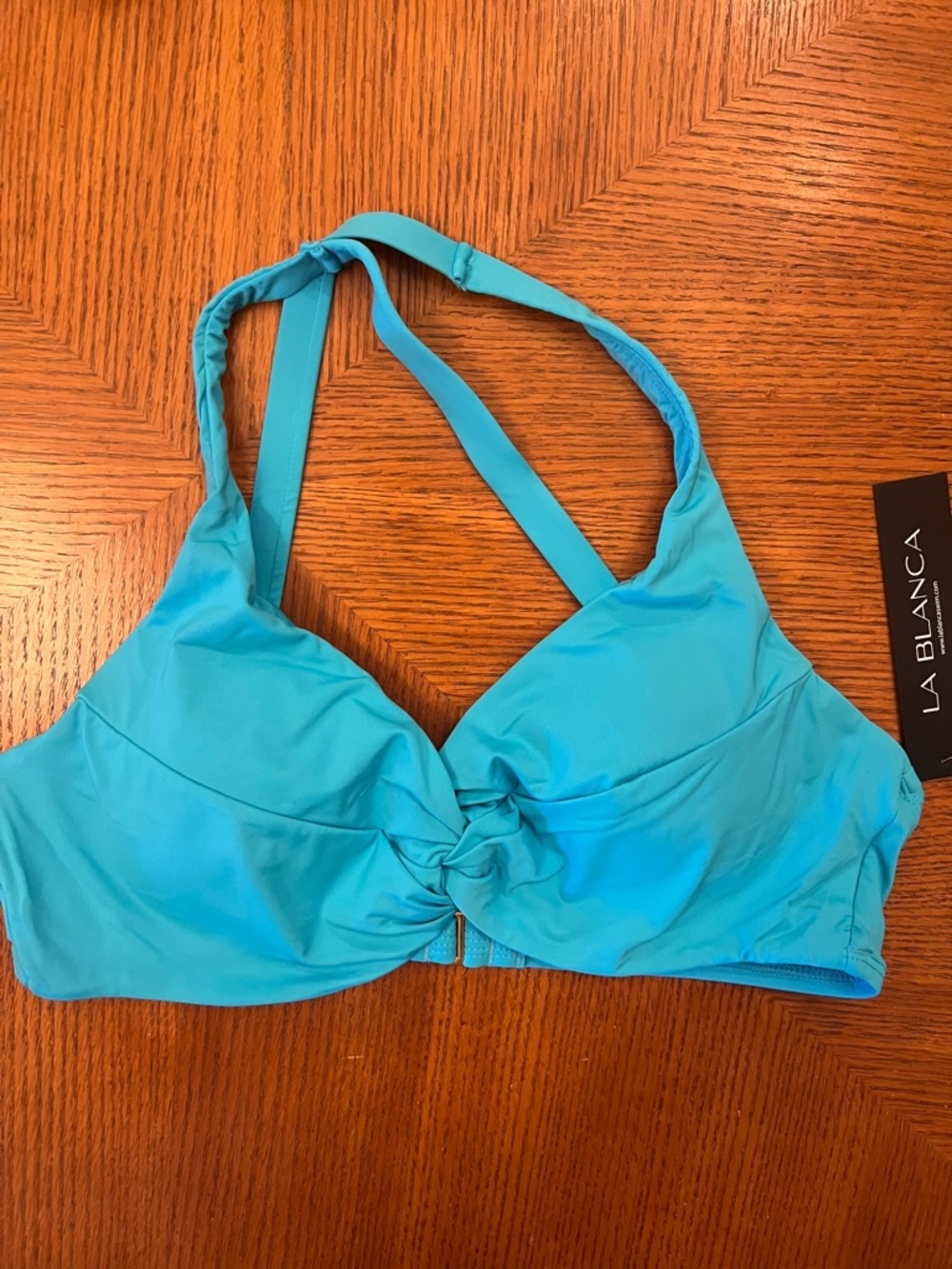 La Blanca Turquoise Twist-Front Bikini Top B18